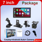 Car 7 inch IPS Portable Smart Screen Wireless Screen Projection Carplay Android Auto, with Reversing Camera